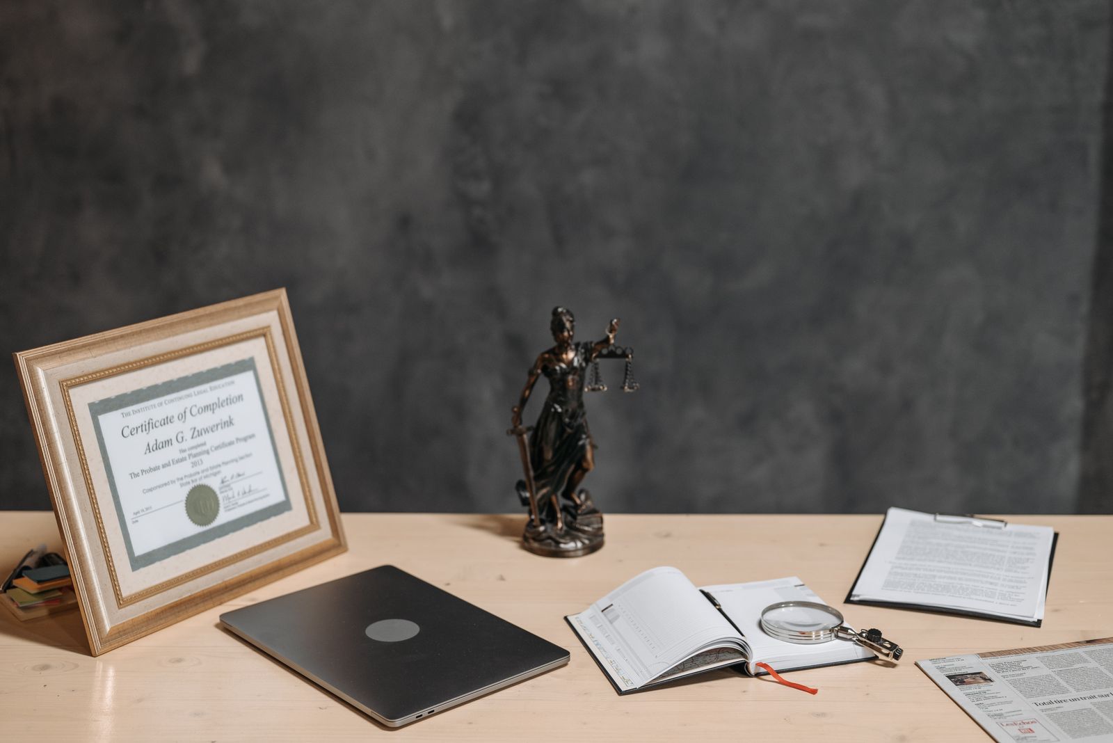 UAE legal and compliance documents on an office desk